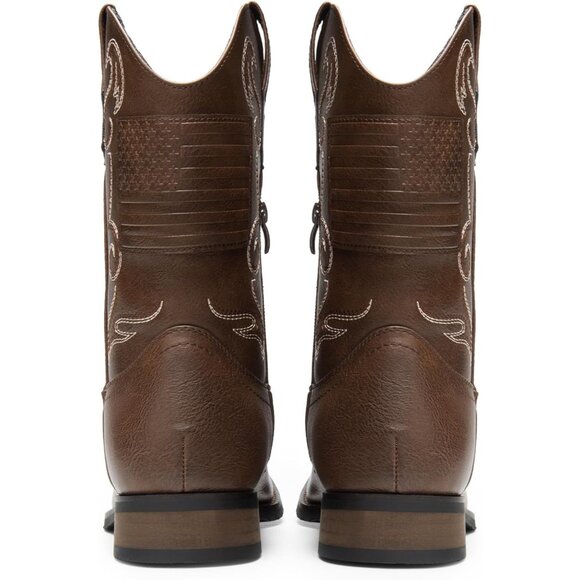 Bruno Marc Men Brown Round Toe Slip on Chunky Heel Waterproof Mid Calf Boots - Picture 7 of 8